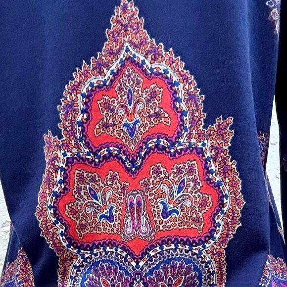 Liz Claiborne Womens Medium Paisley Heritage Tunic Blouse Quarter Sleeve - Picture 8 of 13